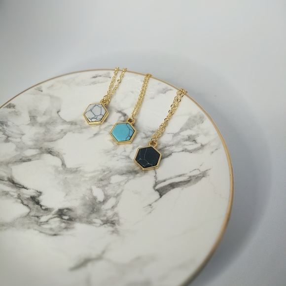 Geometric Hexagon Necklaces - Picture 4 of 4